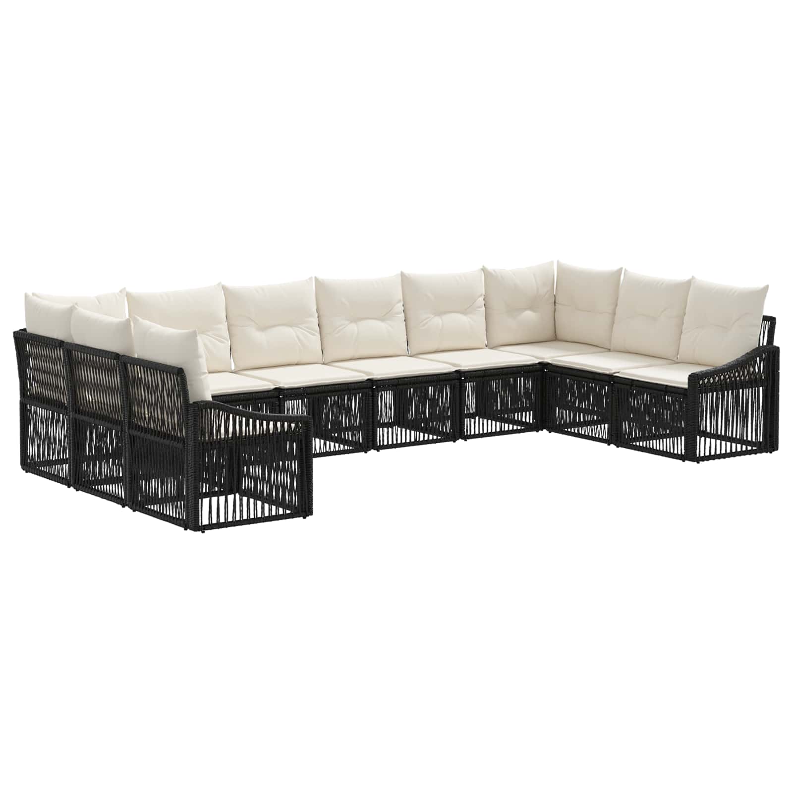 Ensemble de canapé de jardin 10 pcs Noir polyrotin - XIOS