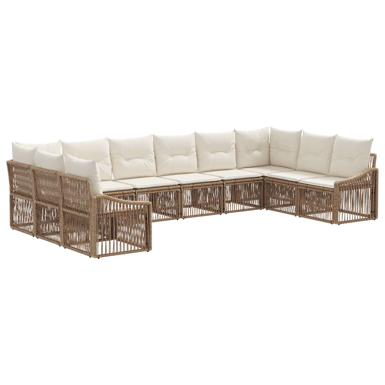 Ensemble de canapé de jardin 10 pcs Beige polyrotin - XIOS