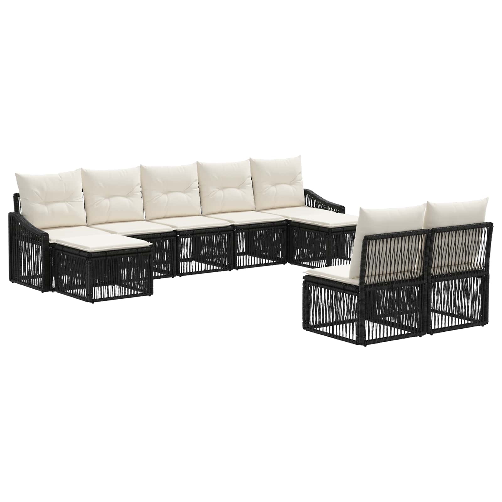 Ensemble de canapé de jardin 9 pcs Noir polyrotin - XIOS