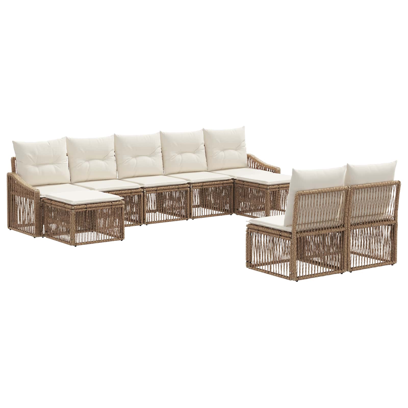 Ensemble de canapé de jardin 9 pcs Beige polyrotin - XIOS