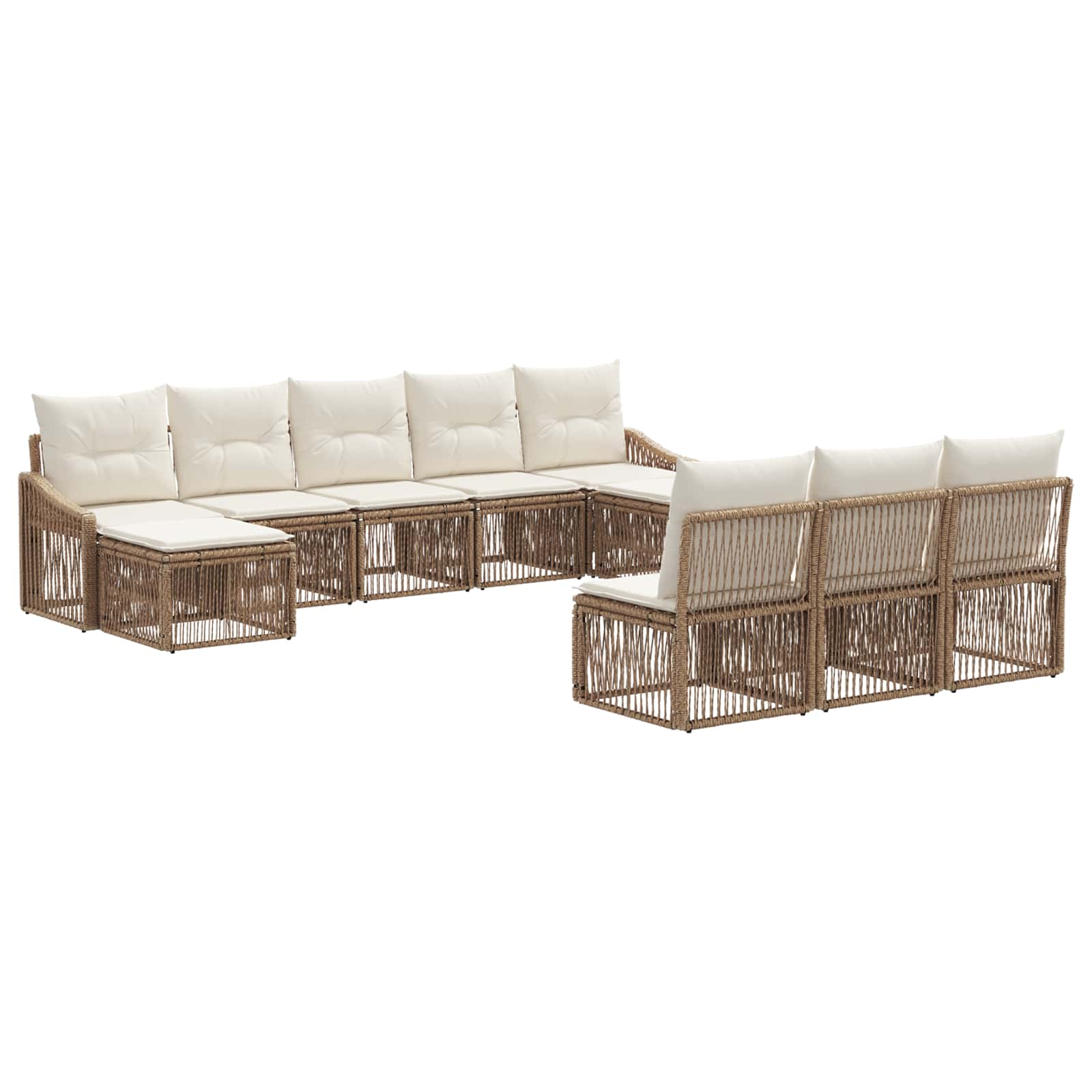 Ensemble de canapé de jardin 10 pcs Beige polyrotin - XIOS
