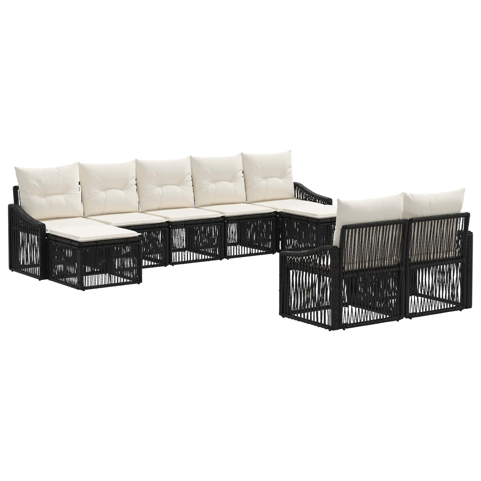 Ensemble de canapé de jardin 9 pcs Noir polyrotin - XIOS