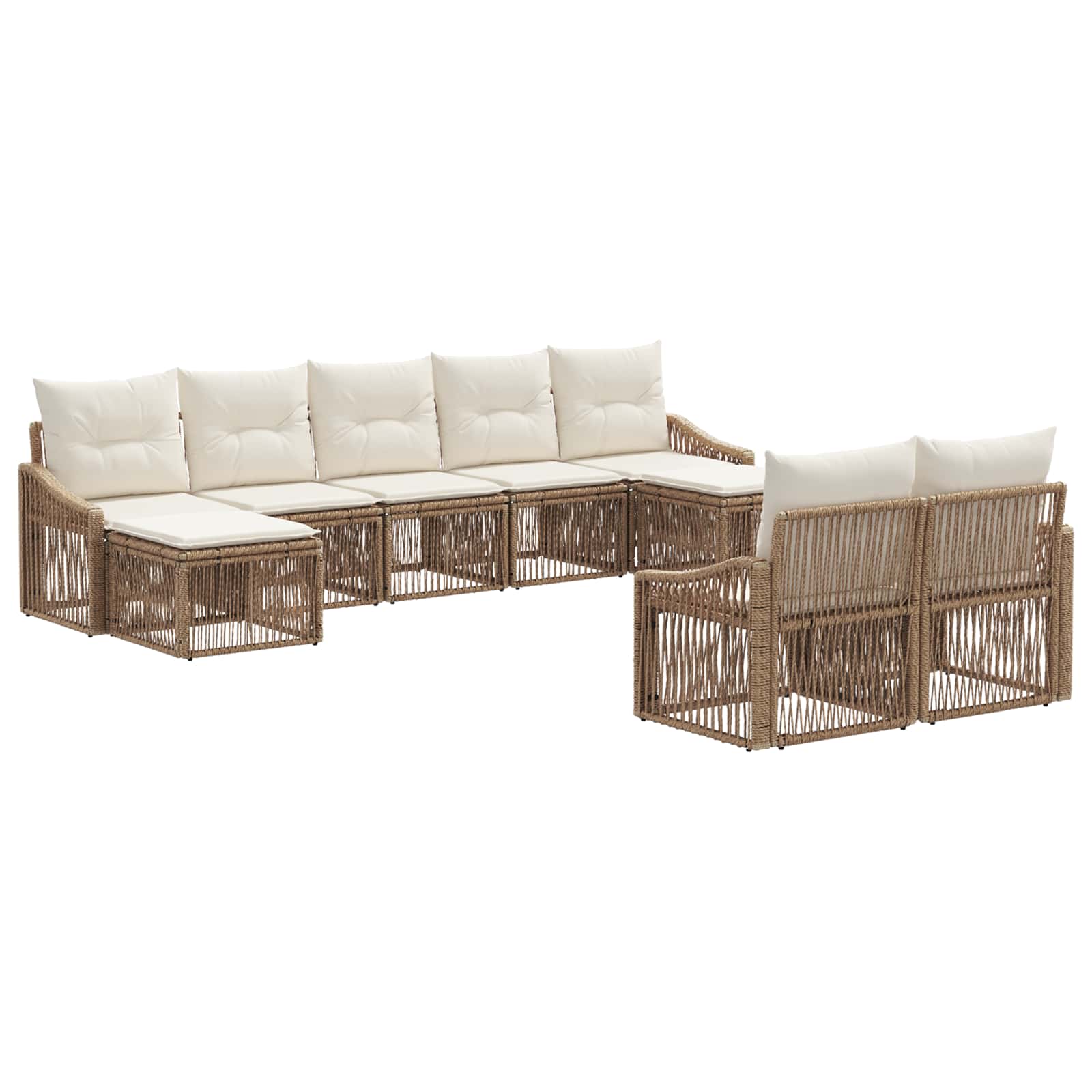 Ensemble de canapé de jardin 9 pcs Beige polyrotin - XIOS