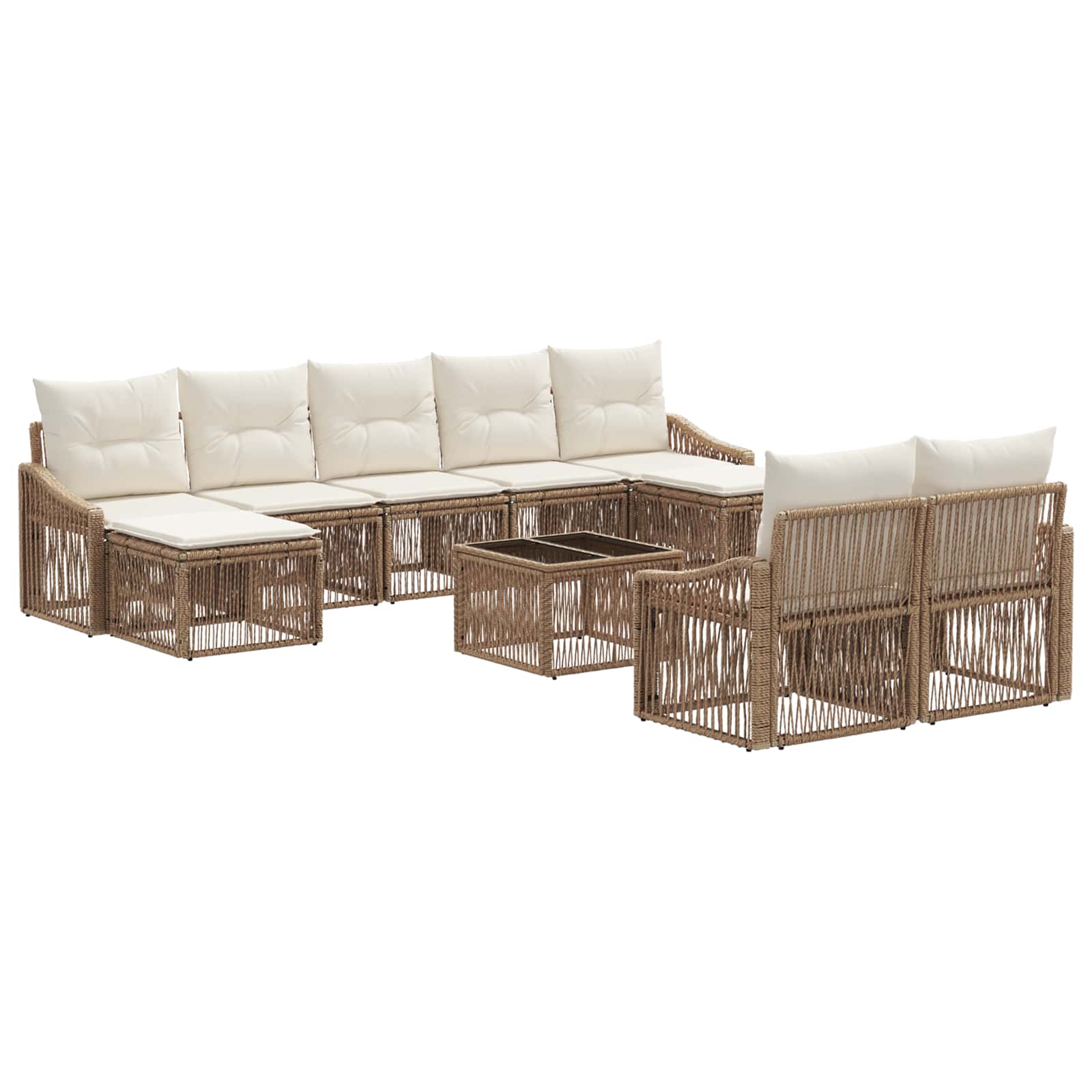 Ensemble de canapé de jardin 10 pcs Beige polyrotin - XIOS