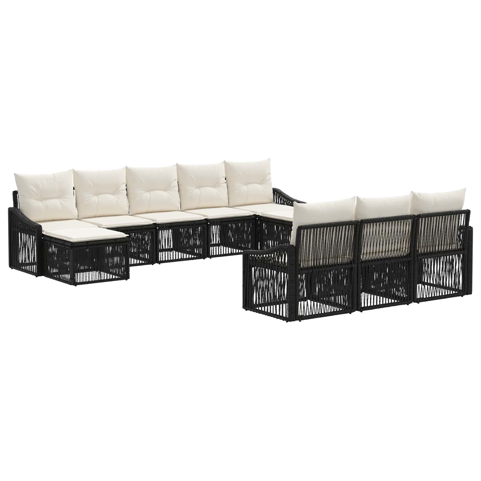 Ensemble de canapé de jardin 10 pcs Noir polyrotin - XIOS