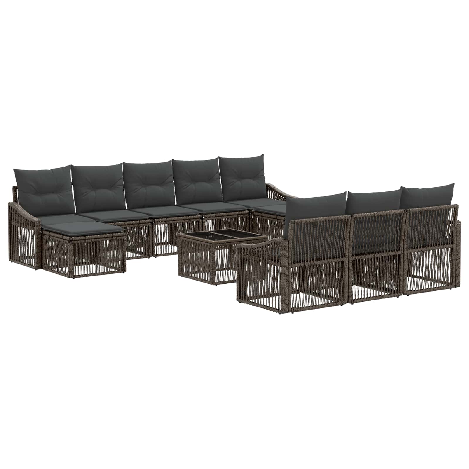 Ensemble de canapé de jardin 11 pcs Gris polyrotin - XIOS