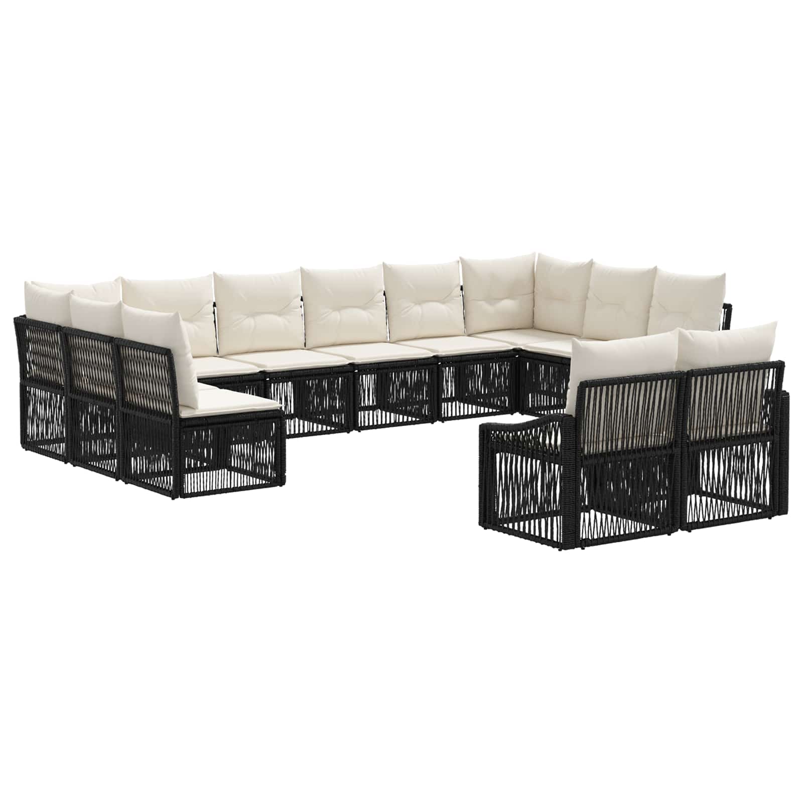 Ensemble de canapé de jardin 12 pcs Noir polyrotin - XIOS