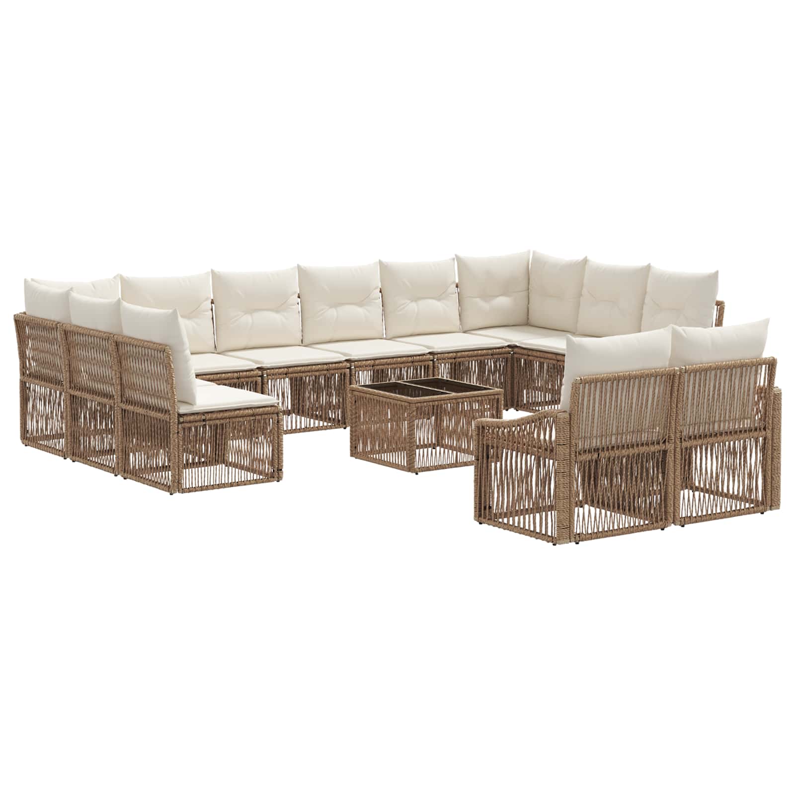 Ensemble de canapé de jardin 13 pcs Beige polyrotin - XIOS
