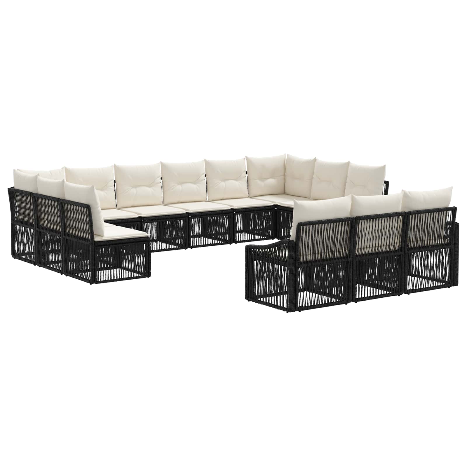 Ensemble de canapé de jardin 13 pcs Noir polyrotin - XIOS