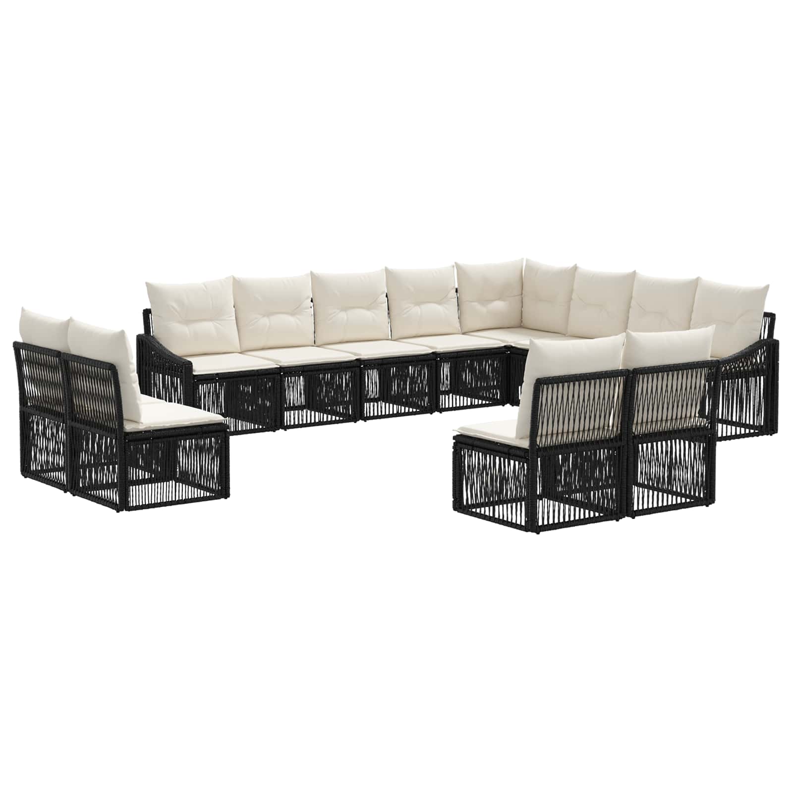 Ensemble de canapé de jardin 12 pcs Noir polyrotin - XIOS