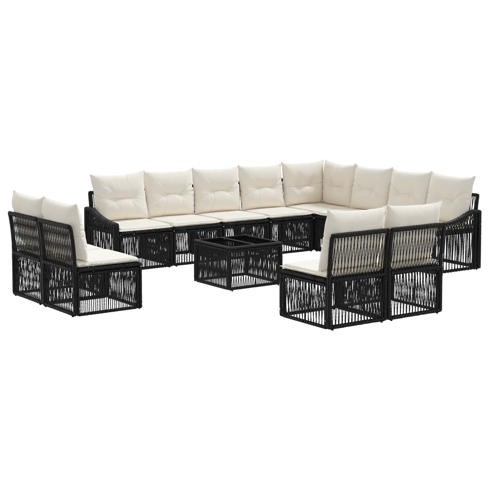 Ensemble de canapé de jardin 13 pcs Noir polyrotin - XIOS