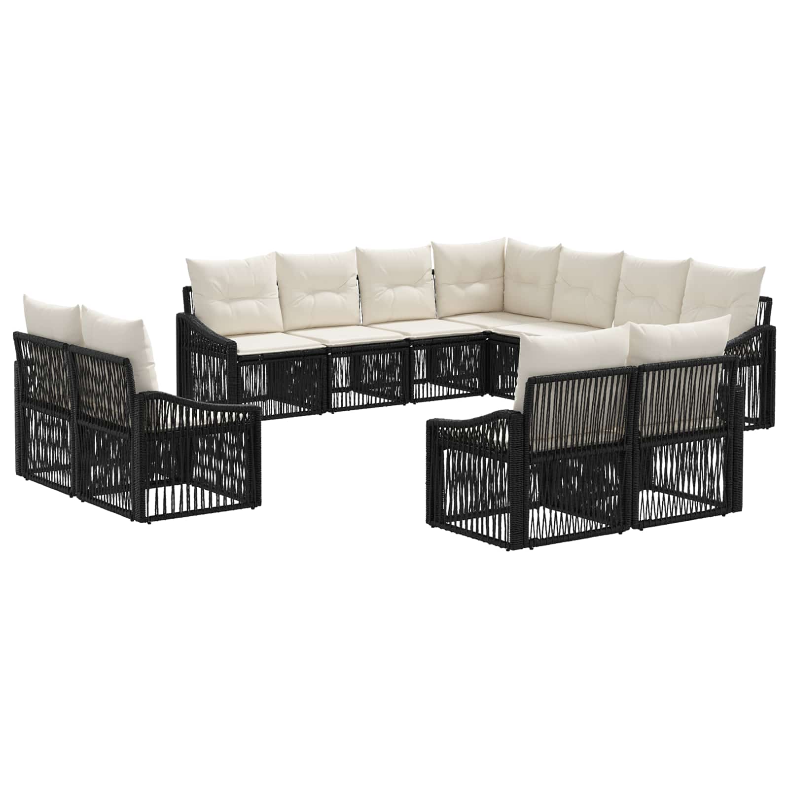 Ensemble de canapé de jardin 11 pcs Noir polyrotin - XIOS