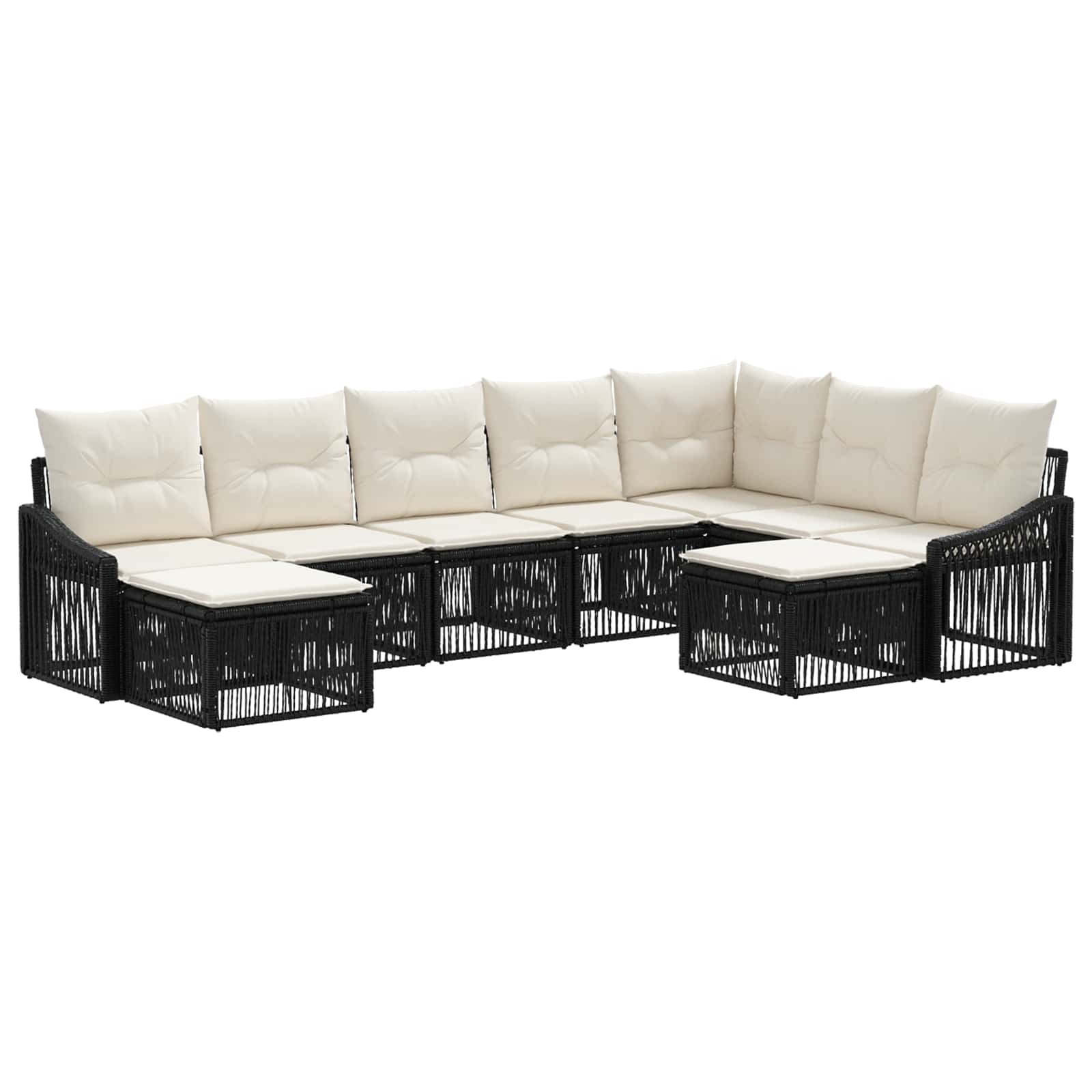 Ensemble de canapé de jardin 9 pcs Noir polyrotin - XIOS