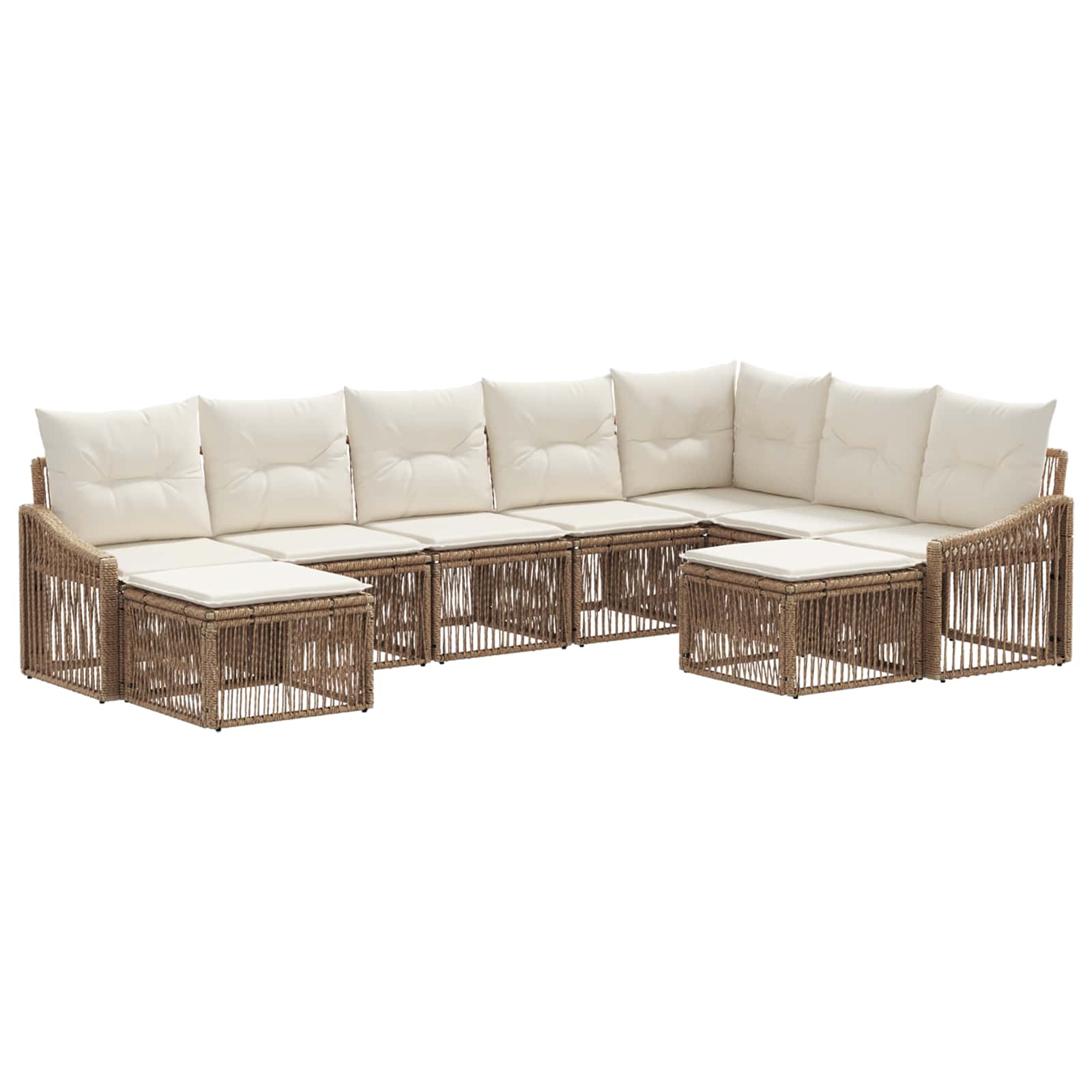 Ensemble de canapé de jardin 9 pcs Beige polyrotin - XIOS