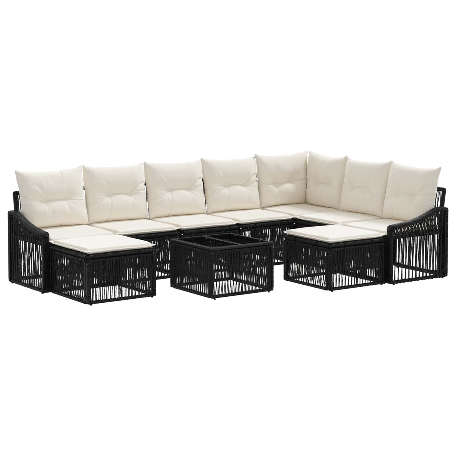 Ensemble de canapé de jardin 10 pcs Noir polyrotin - XIOS