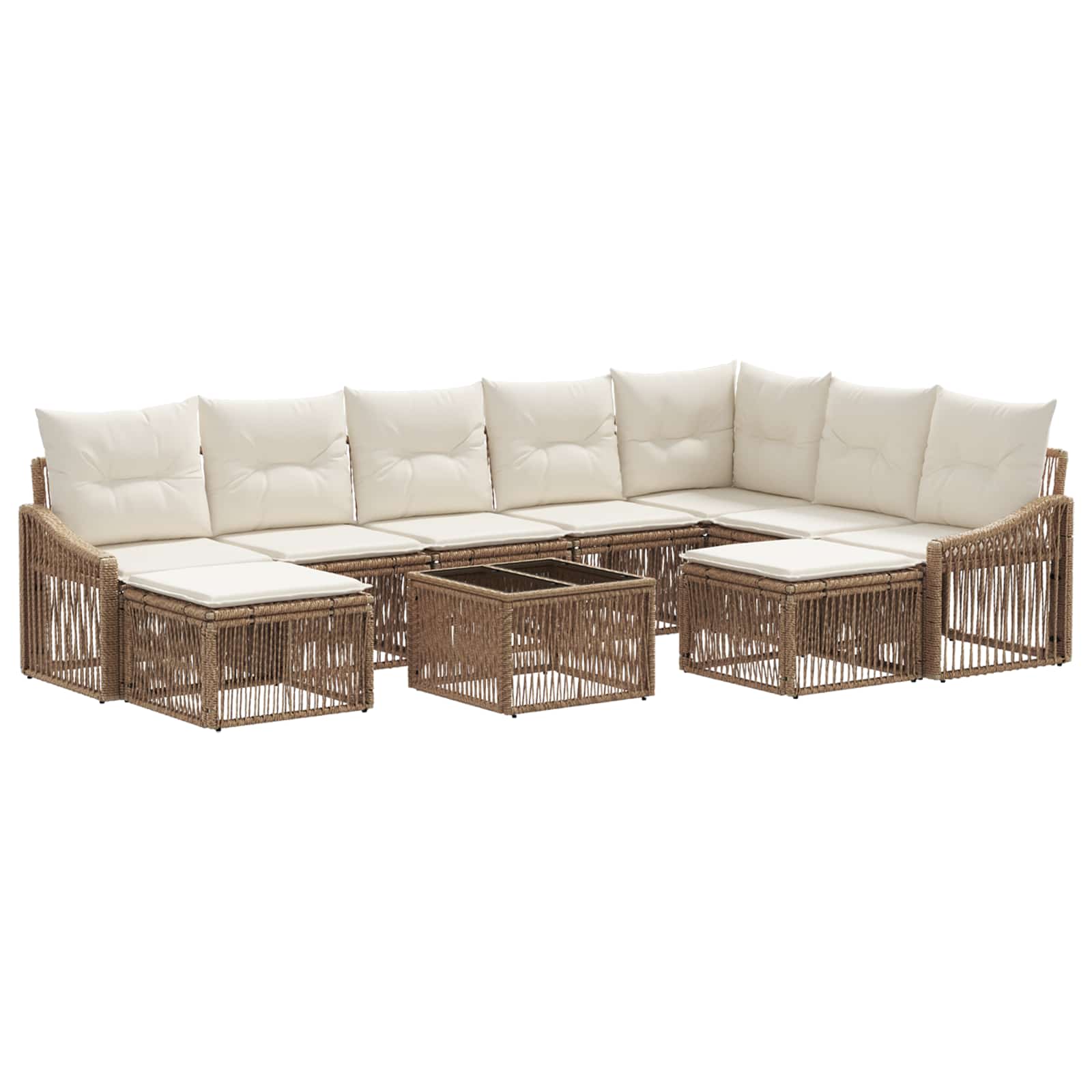 Ensemble de canapé de jardin 10 pcs Beige polyrotin - XIOS