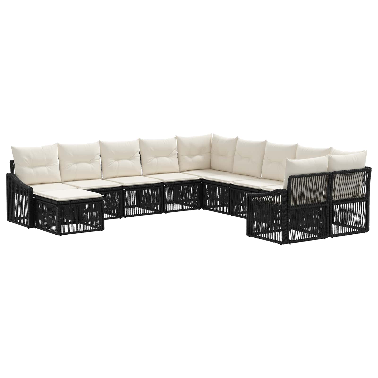 Ensemble de canapé de jardin 11 pcs Noir polyrotin - XIOS