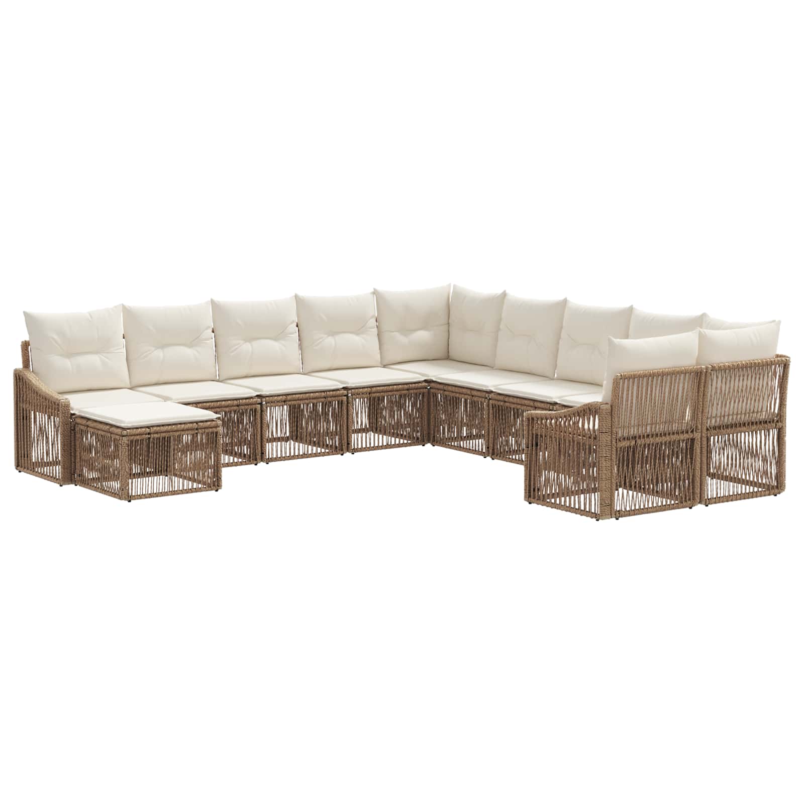 Ensemble de canapé de jardin 11 pcs Beige polyrotin - XIOS