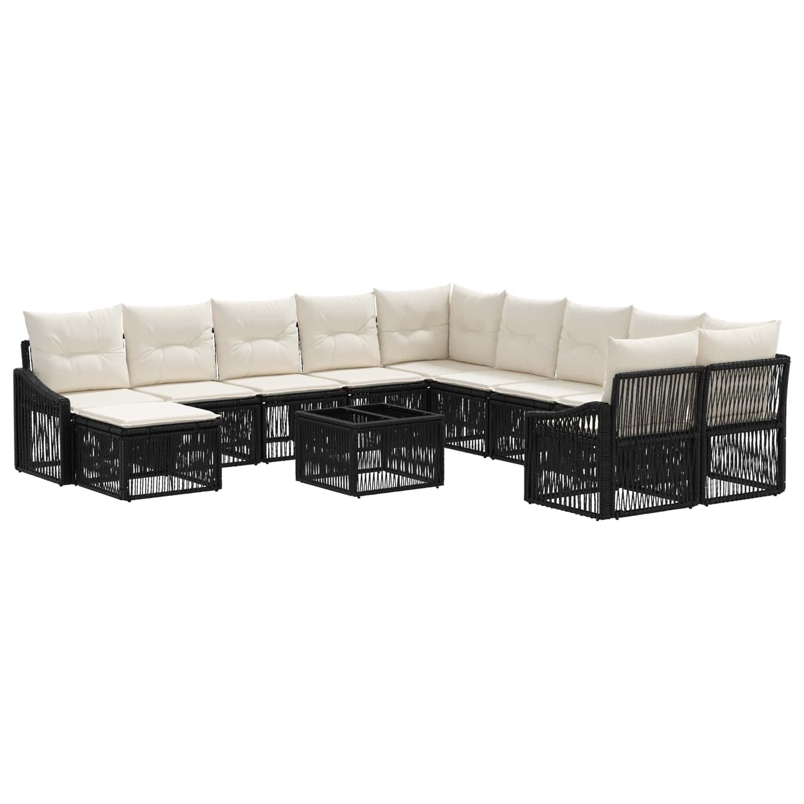 Ensemble de canapé de jardin 12 pcs Noir polyrotin - XIOS