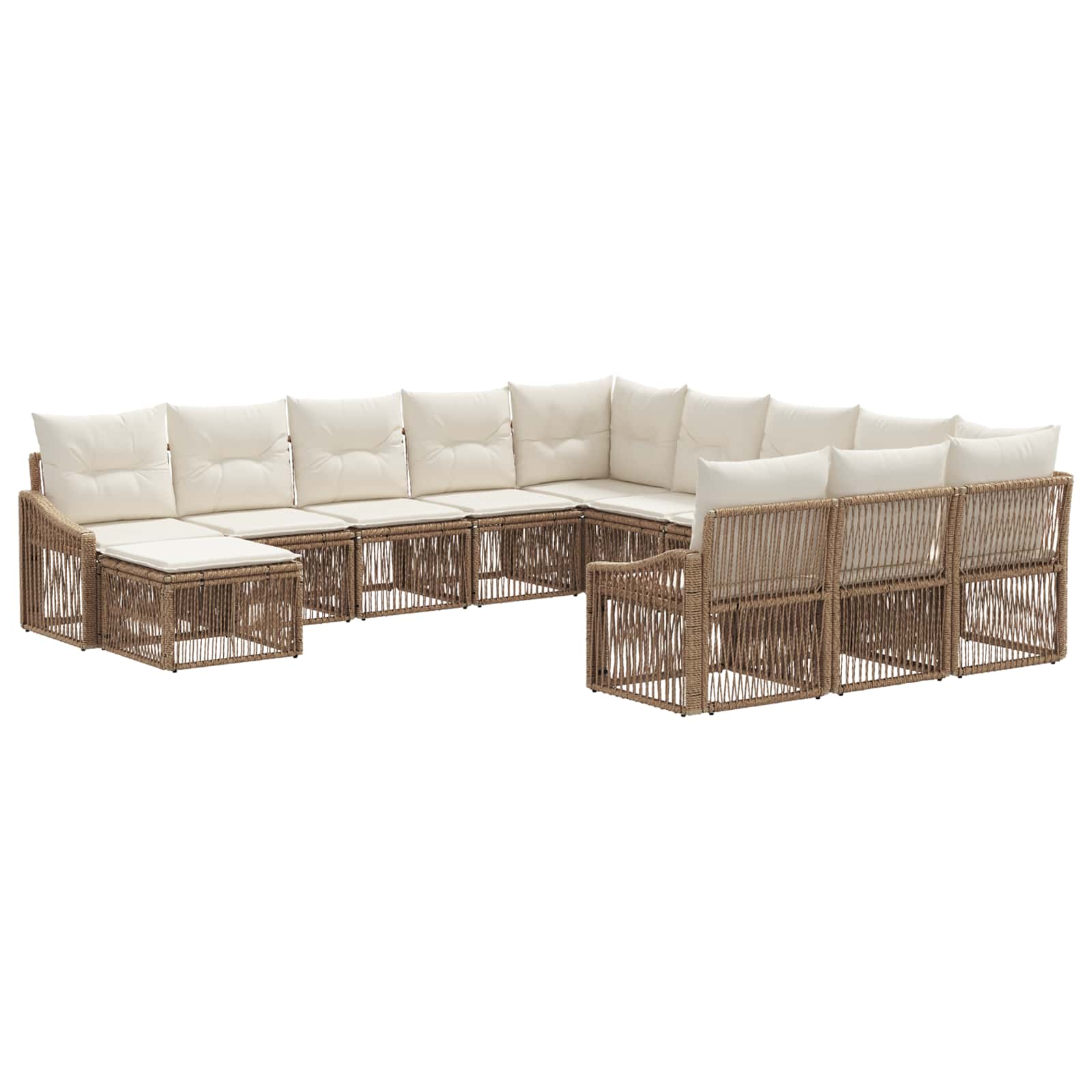 Ensemble de canapé de jardin 12 pcs Beige polyrotin - XIOS
