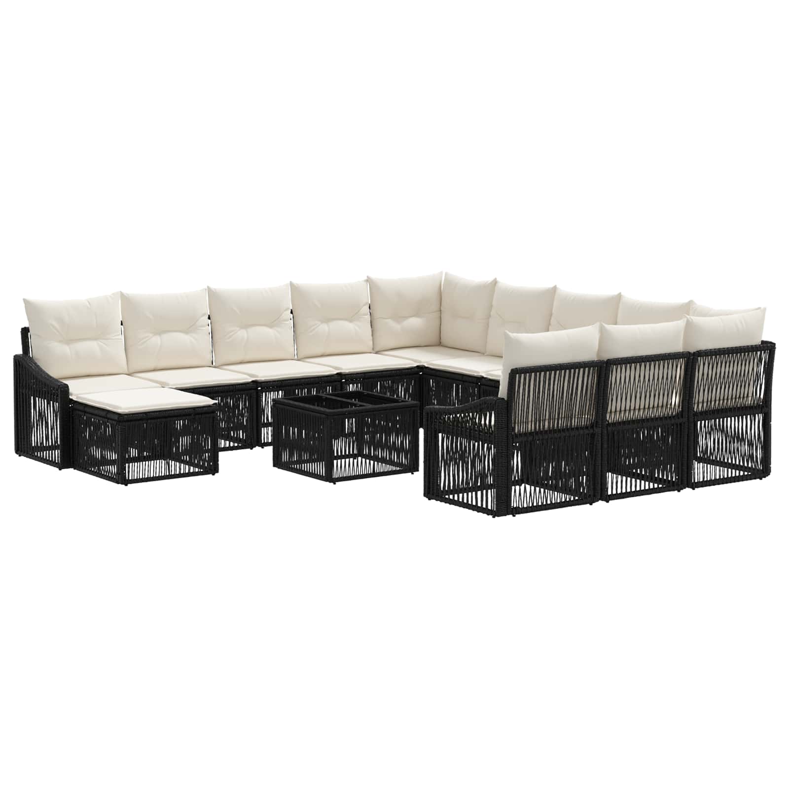 Ensemble de canapé de jardin 13 pcs Noir polyrotin - XIOS