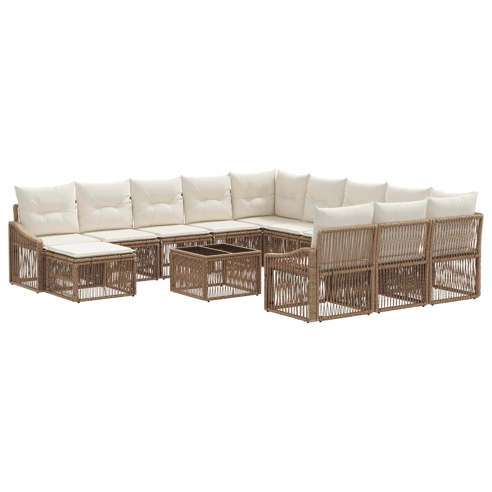 Ensemble de canapé de jardin 13 pcs Beige polyrotin - XIOS