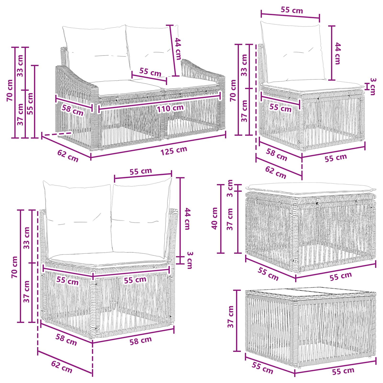 Ensemble de canapé de jardin 13 pcs Beige polyrotin - XIOS