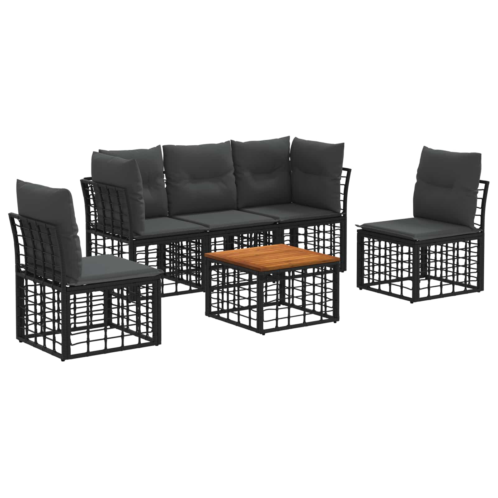 Ensemble de canapés d'extérieur 6 pcs Noir et Gris foncé - XIOS
