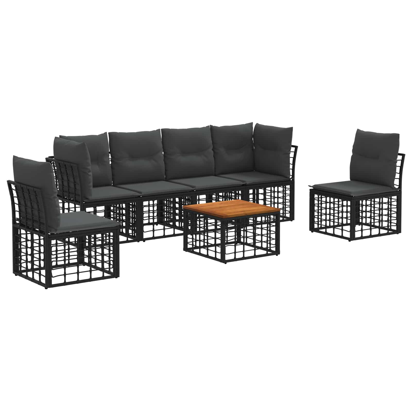 Ensemble de canapés d'extérieur 7 pcs Noir et Gris foncé - XIOS