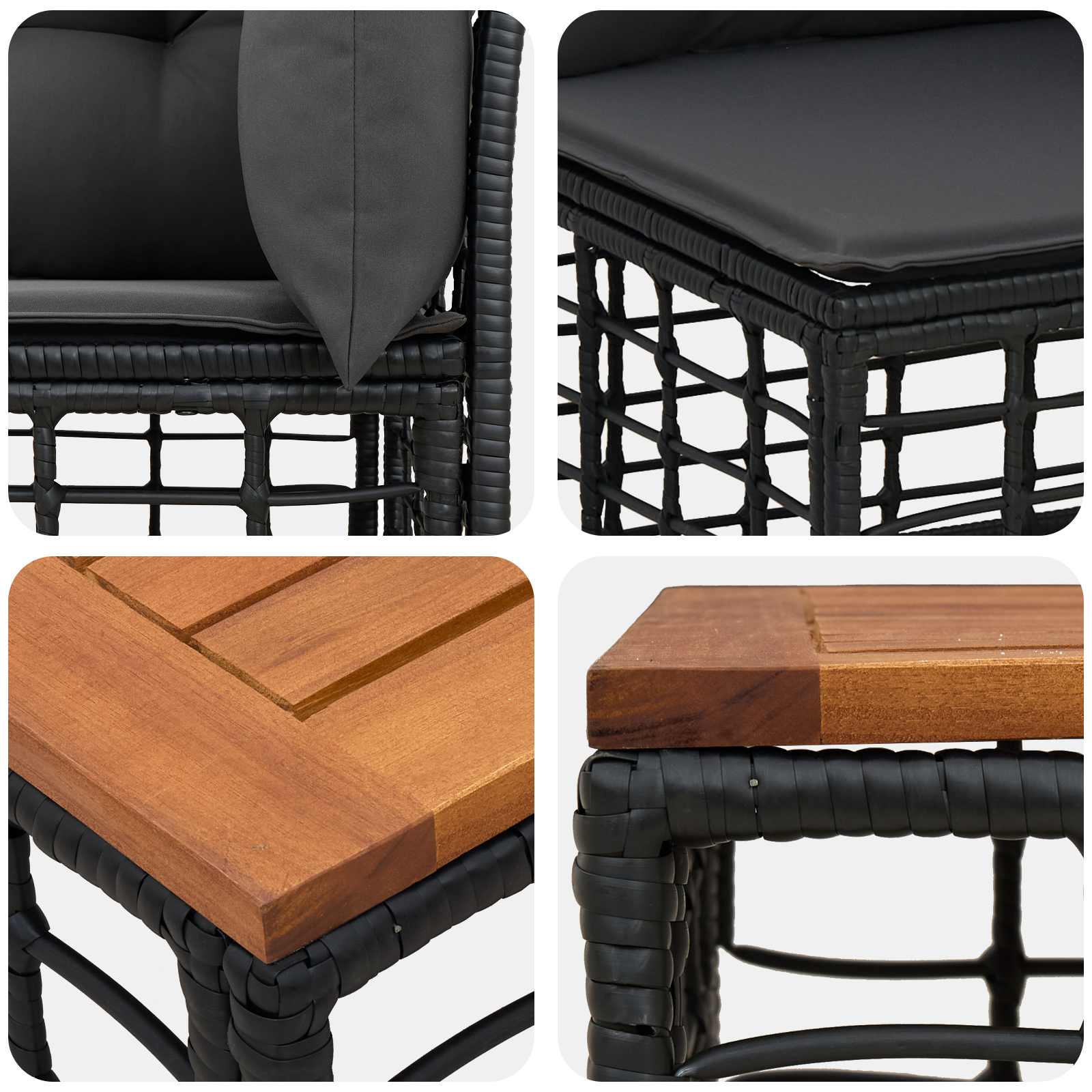 Ensemble de canapés d'extérieur 9 pcs Noir et Gris foncé - XIOS