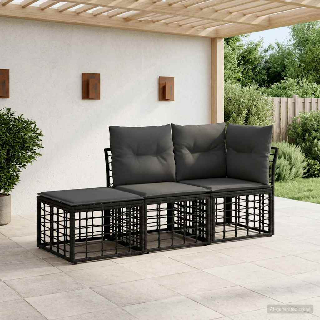 Ensemble de canapés d'extérieur 3 pcs Noir Polyester - XIOS