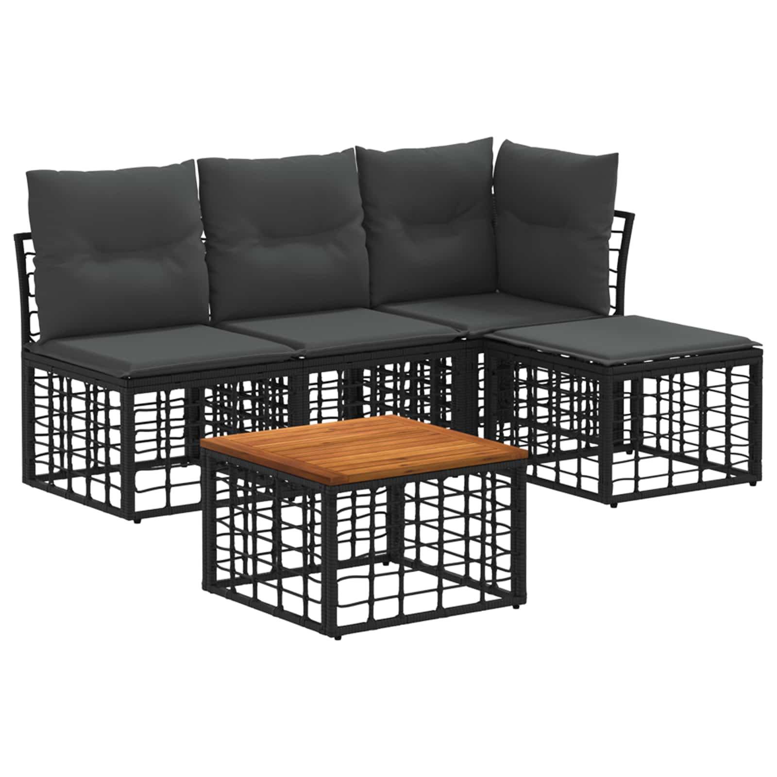 Ensemble de canapés d'extérieur 5 pcs Noir et Gris foncé - XIOS