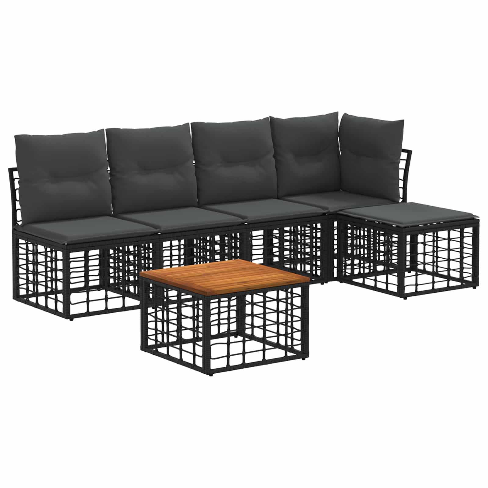 Ensemble de canapés d'extérieur 6 pcs Noir et Gris foncé - XIOS