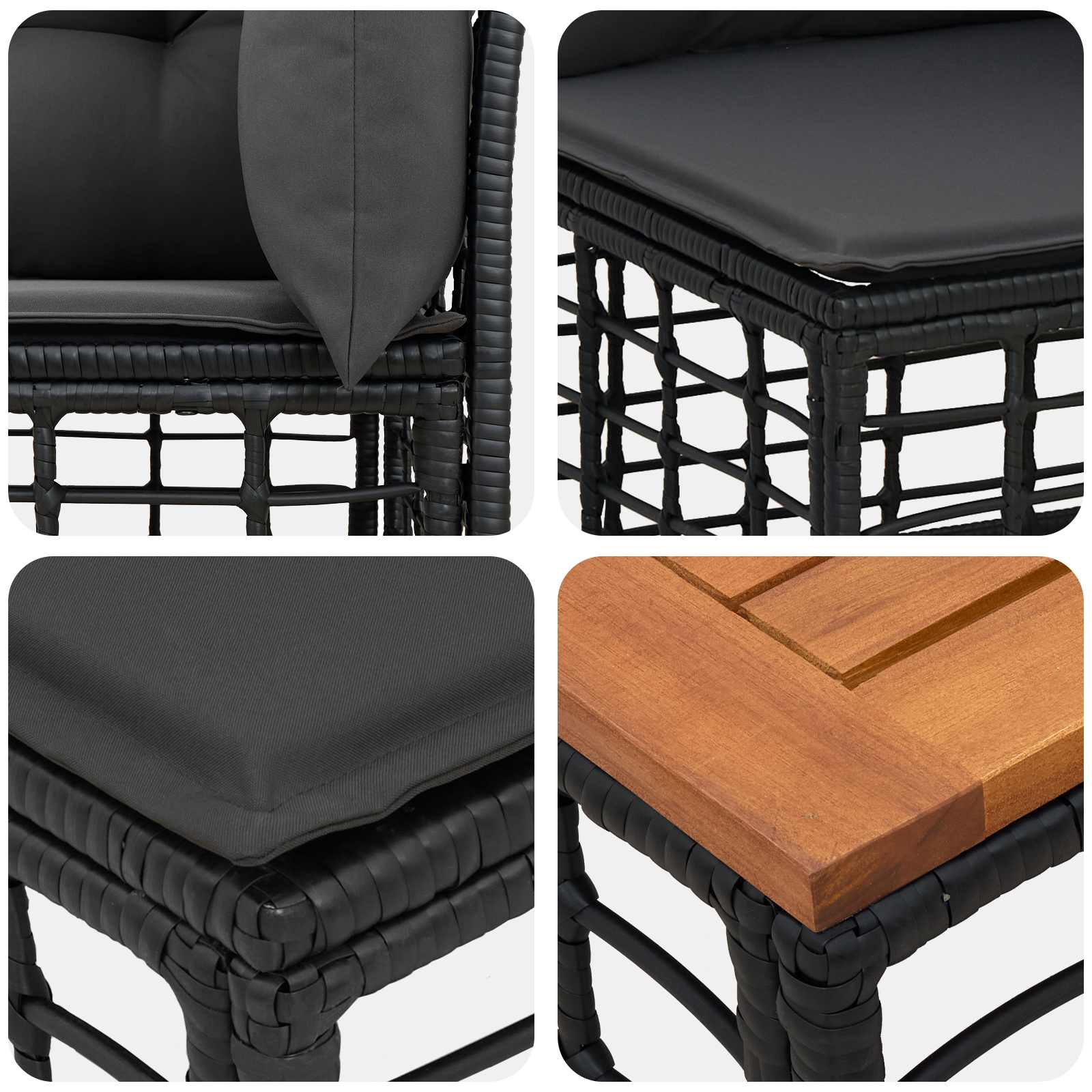Ensemble de canapés d'extérieur 6 pcs Noir et Gris foncé - XIOS