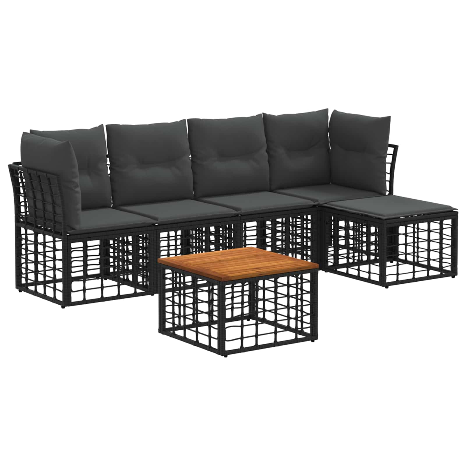 Ensemble de canapés d'extérieur 6 pcs Noir et Gris foncé - XIOS