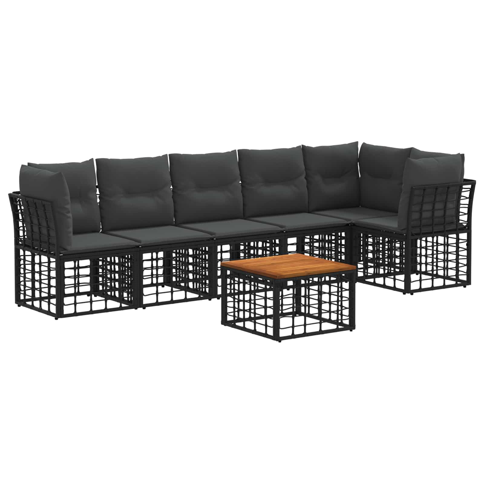 Ensemble de canapé de jardin 7 pcs Noir et Gris foncé polyrotin - XIOS