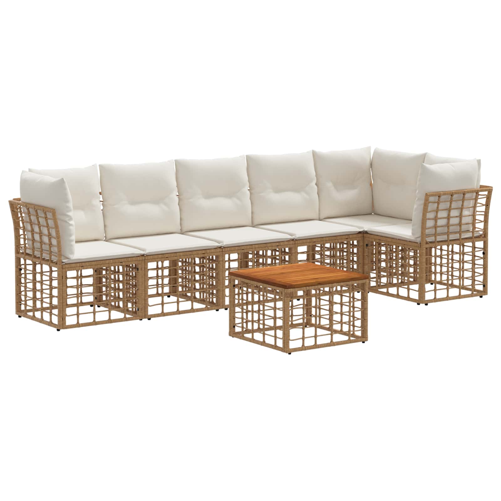 Ensemble de canapé de jardin 7 pcs Blanc Naturel et Crème - XIOS