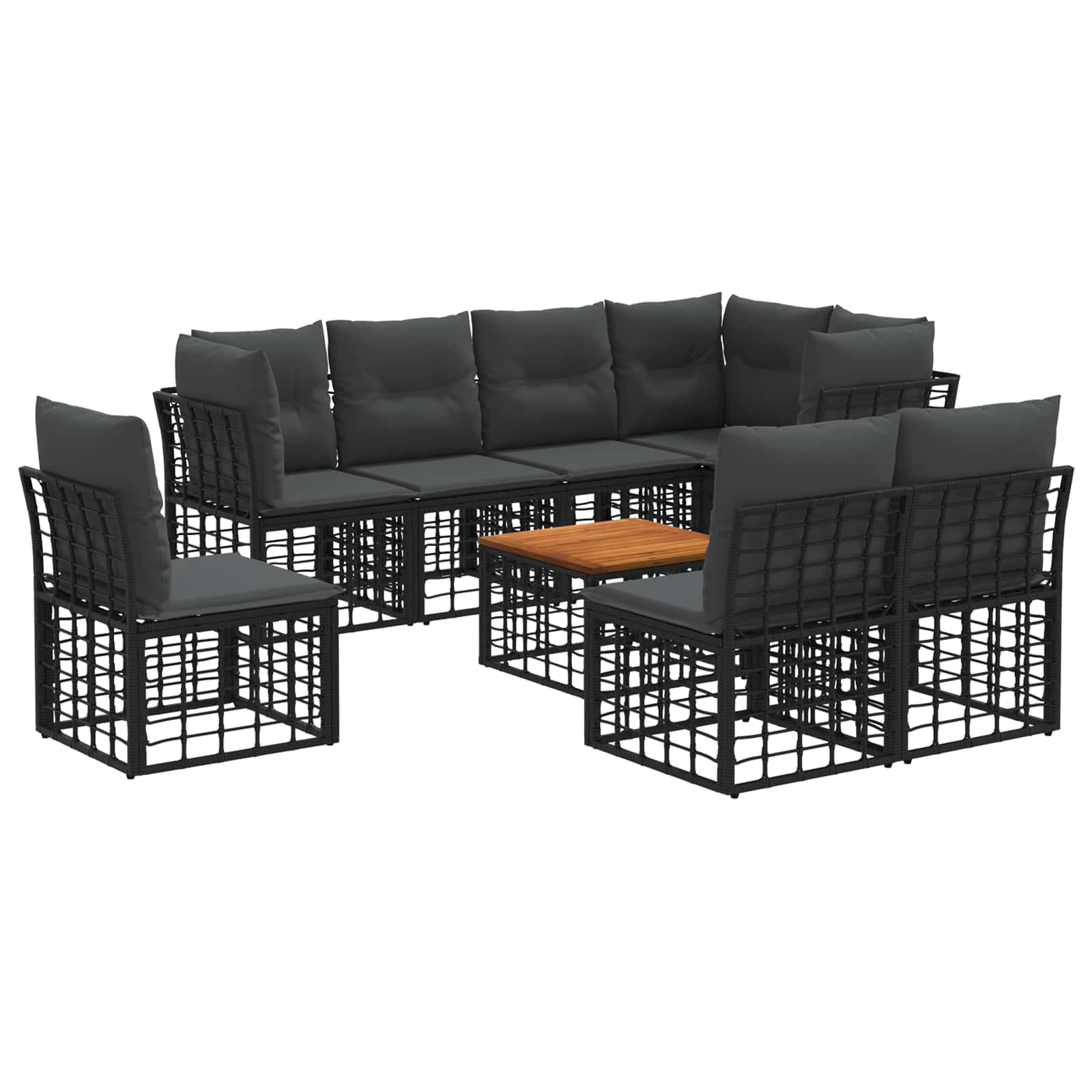 Ensemble de canapés d'extérieur 9 pcs Noir et Gris foncé - XIOS