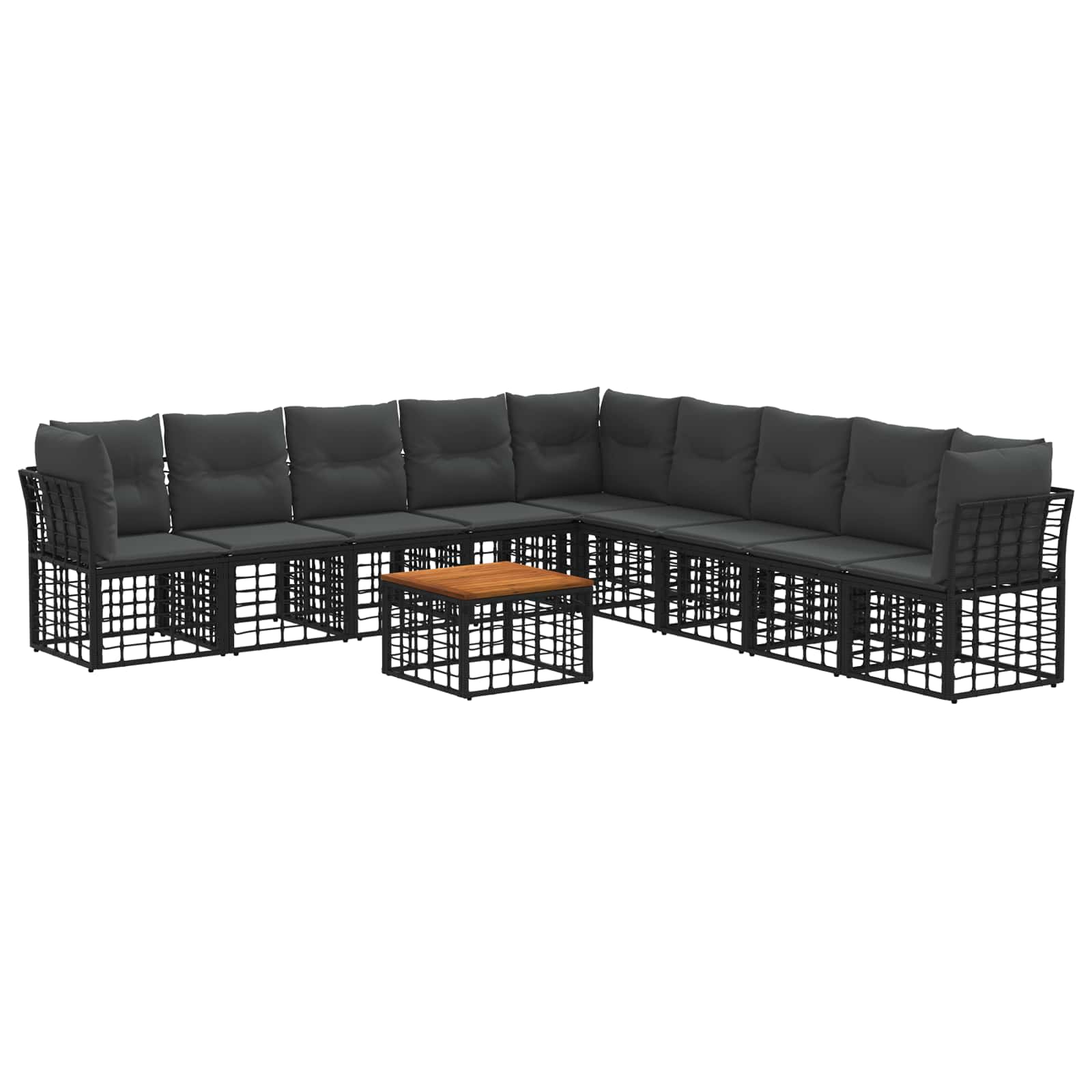 Ensemble de canapés d'extérieur 10 pcs Noir et Gris foncé - XIOS