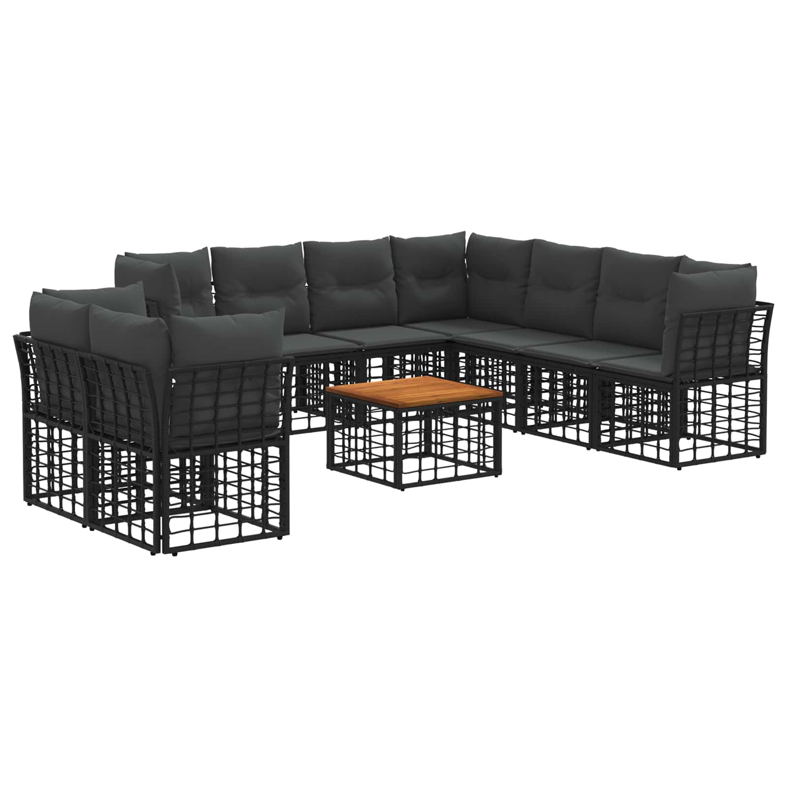 Ensemble de canapés d'extérieur 10 pcs Noir et Gris foncé - XIOS