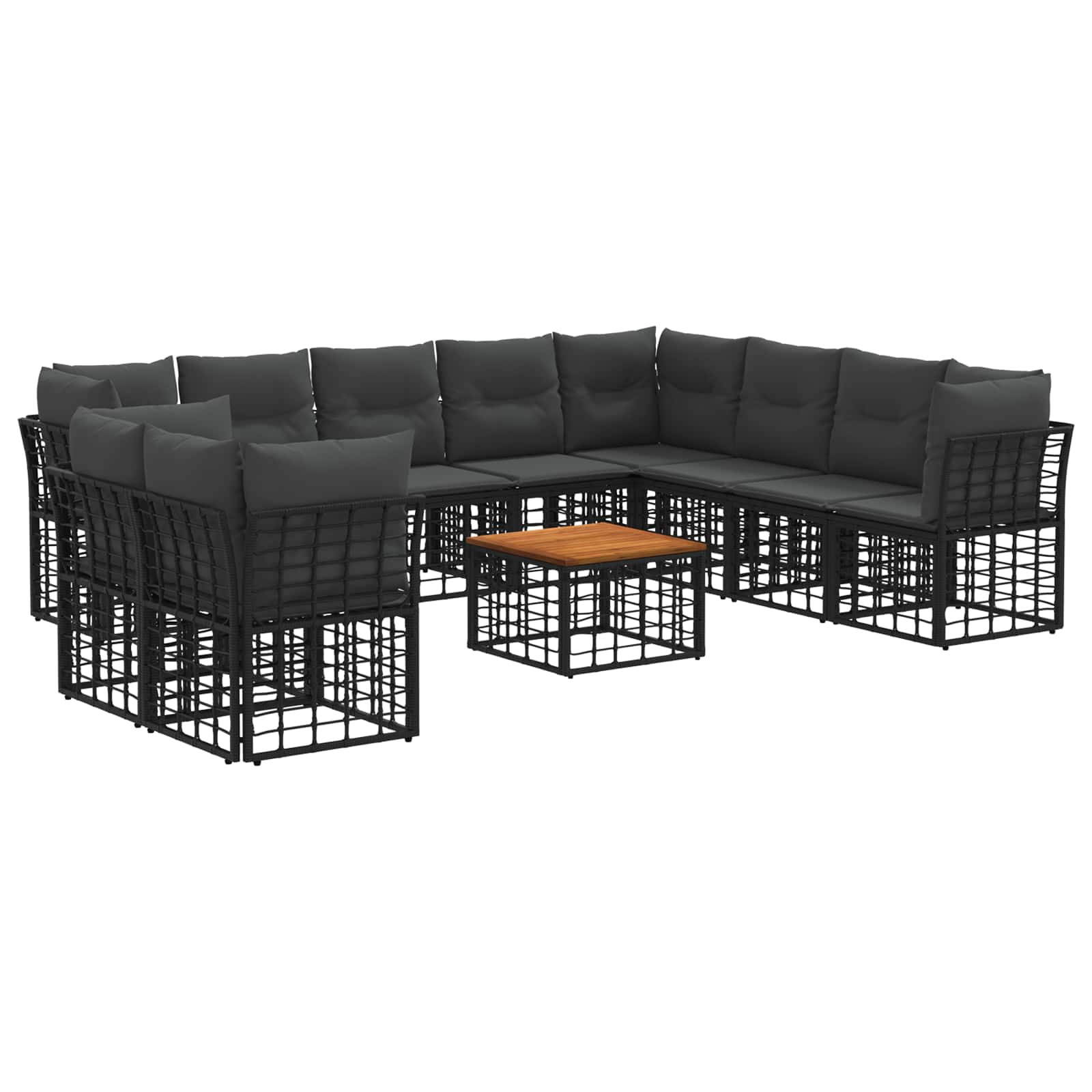 Ensemble de canapés d'extérieur 11 pcs Noir et Gris foncé - XIOS