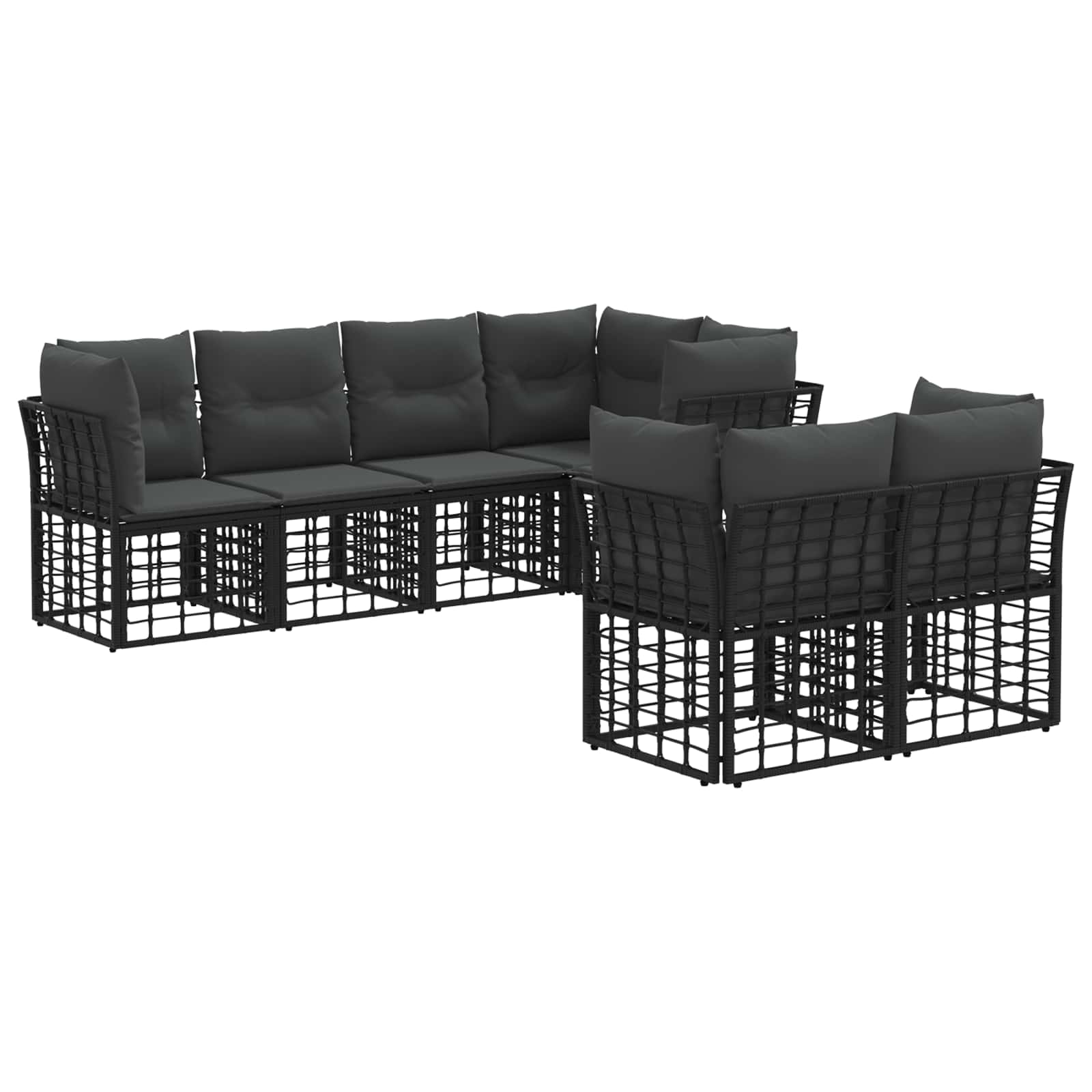 Ensemble de canapés d'extérieur 7 pcs Noir Polyester - XIOS
