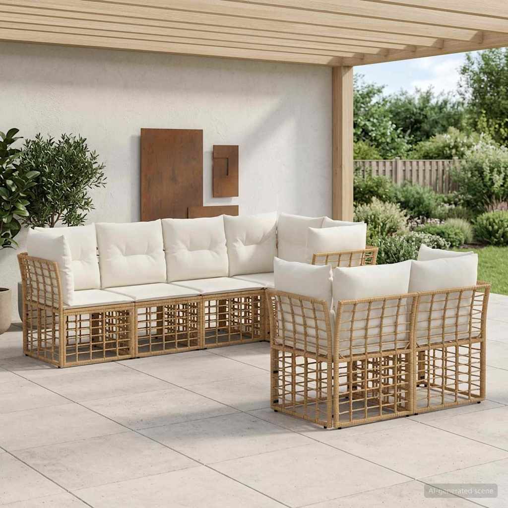 Ensemble de canapés d'extérieur 7 pcs Naturel Polyester - XIOS