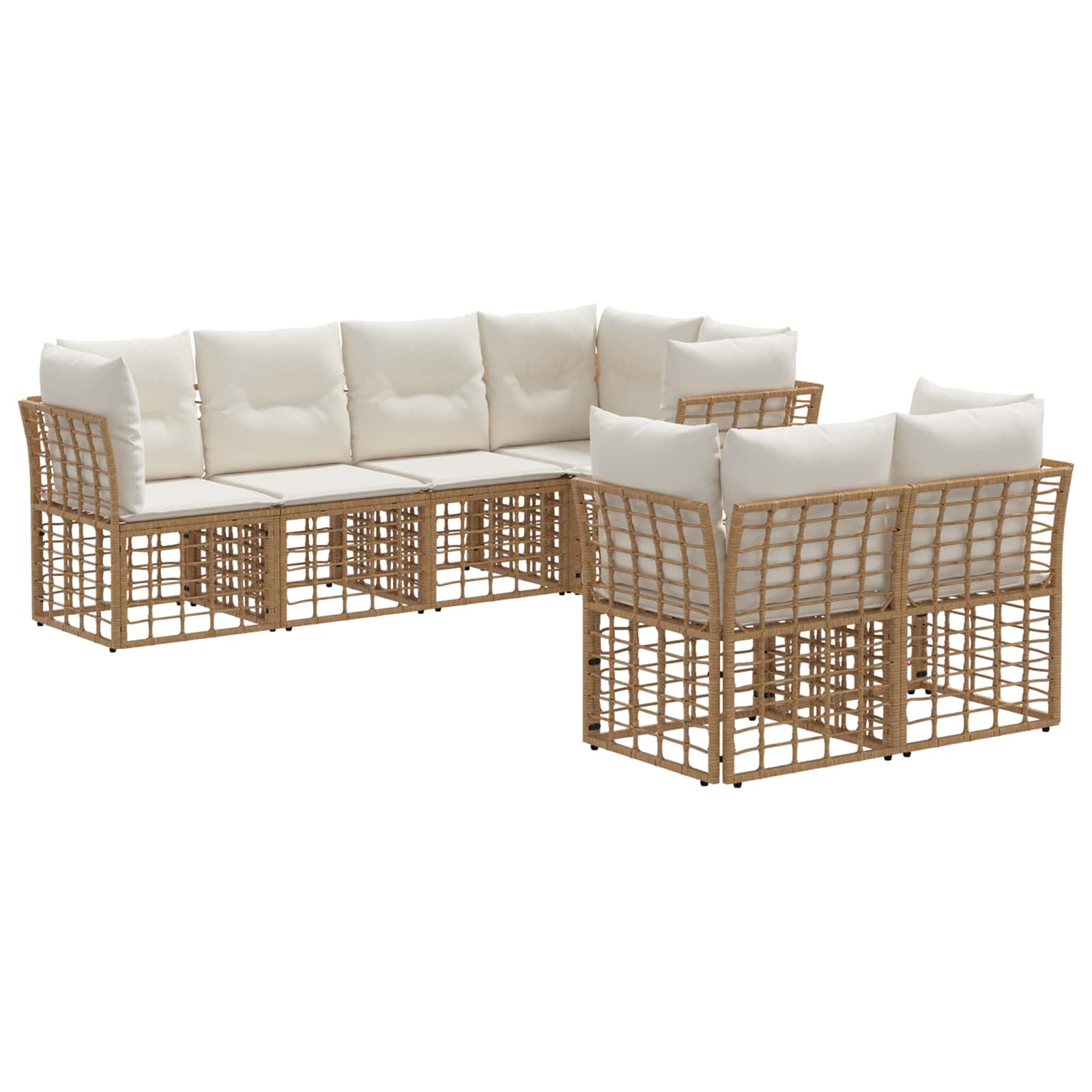 Ensemble de canapés d'extérieur 7 pcs Naturel Polyester - XIOS