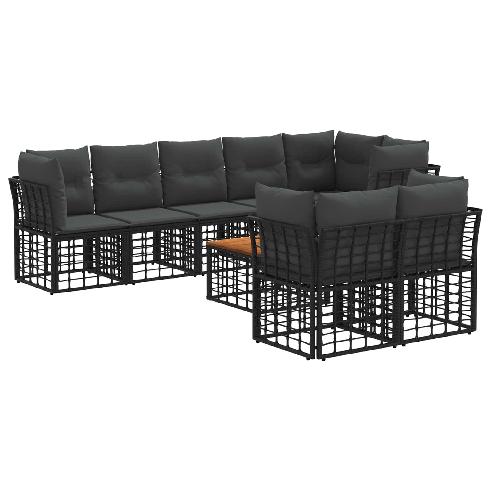 Ensemble de canapés d'extérieur 9 pcs Noir et Gris foncé - XIOS