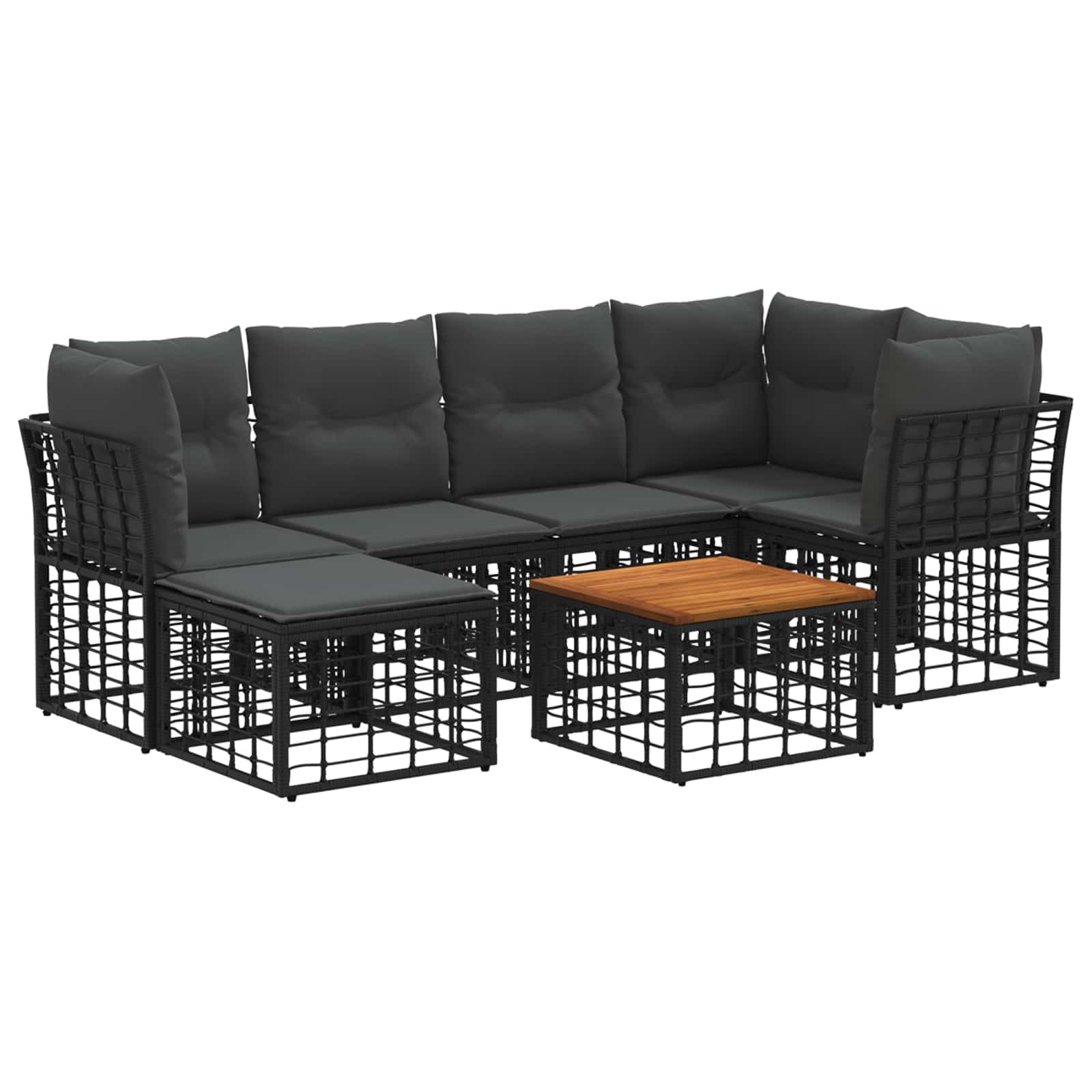 Ensemble de canapés d'extérieur 7 pcs Noir et Gris foncé - XIOS
