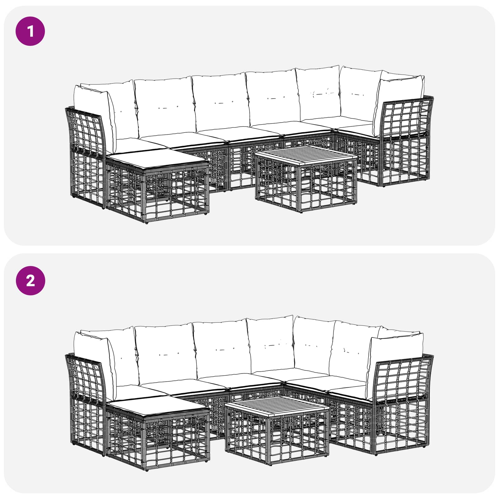 Ensemble de canapés d'extérieur 8 pcs Noir et Gris foncé - XIOS