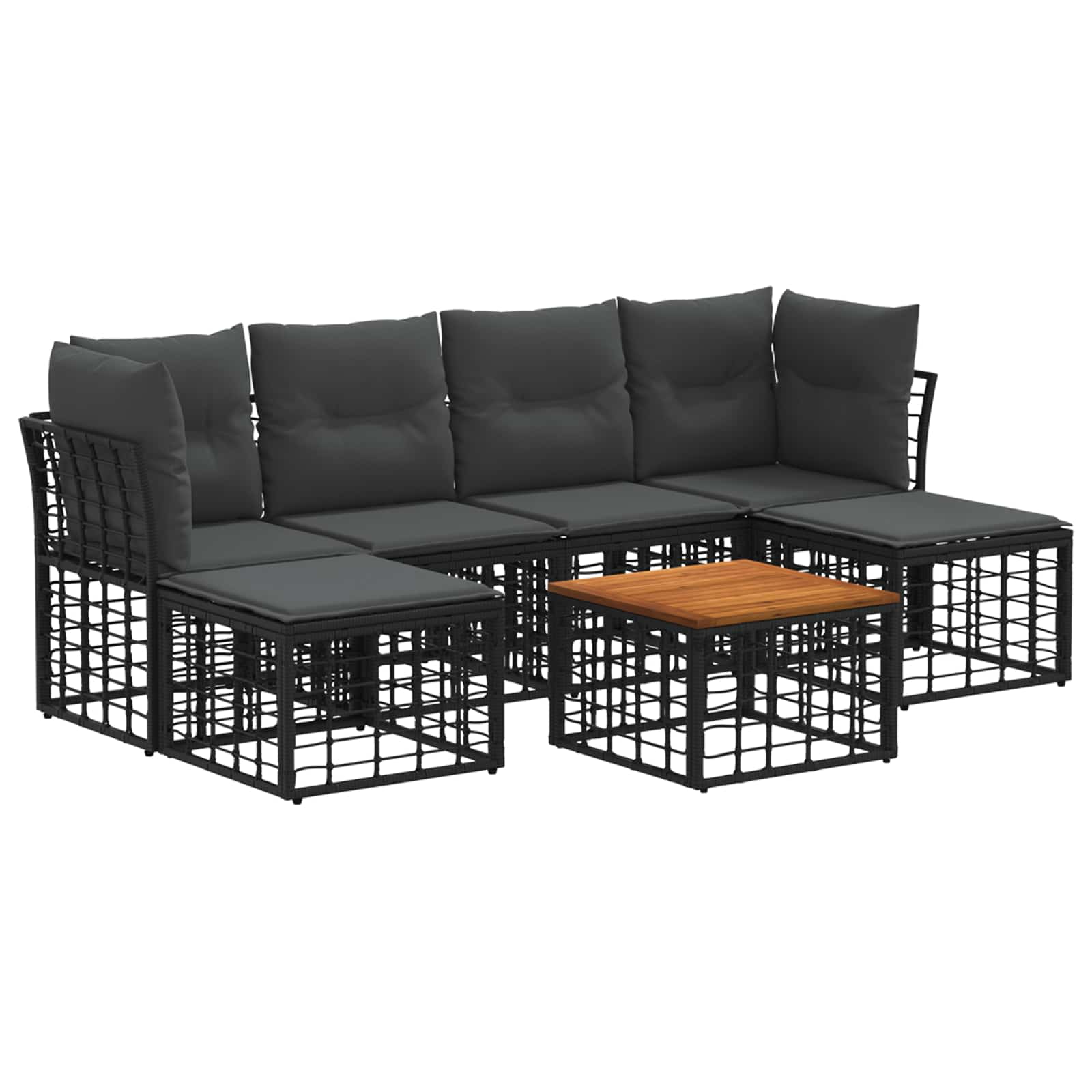 Ensemble de canapés d'extérieur 7 pcs Noir et Gris foncé - XIOS