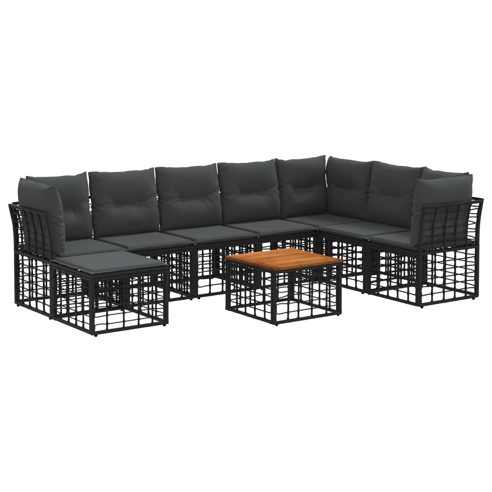 Ensemble de canapés d'extérieur 9 pcs Noir et Gris foncé - XIOS