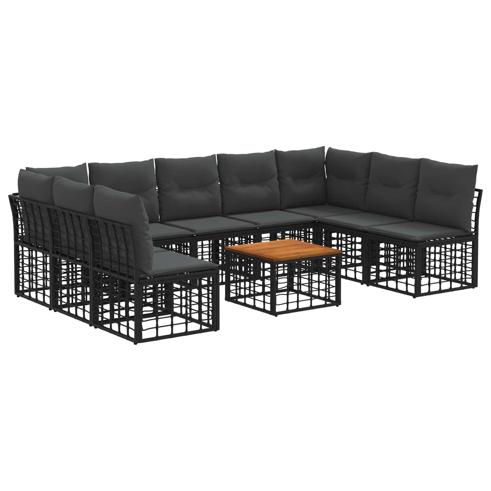 Ensemble de canapés d'extérieur 10 pcs Noir et Gris foncé - XIOS